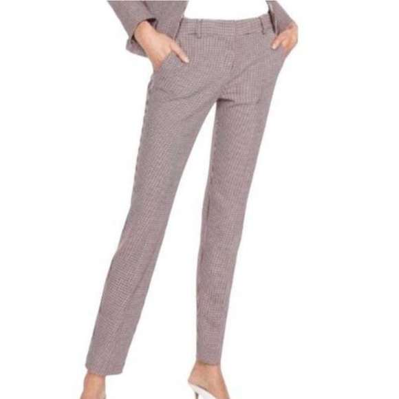 EXPRESS Columnist Ankle Mid Rise Houndstooth Print Pant 🤎 Size 0 - Picture 1 of 6